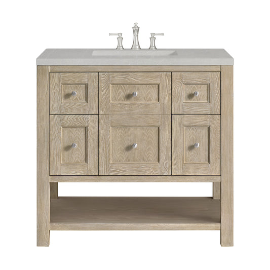 James Martin Vanities Breckenridge 36" Whitewashed Oak Single Vanity With 3 cm Eternal Serena Quartz Top