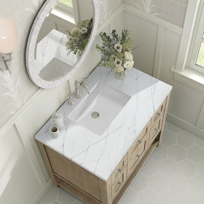 James Martin Vanities Breckenridge 36" Whitewashed Oak Single Vanity With 3 cm Ethereal Noctis Quartz Top