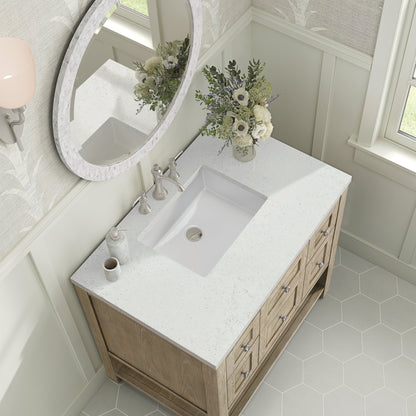 James Martin Vanities Breckenridge 36" Whitewashed Oak Single Vanity With 3 cm Lime Delight Quartz Top