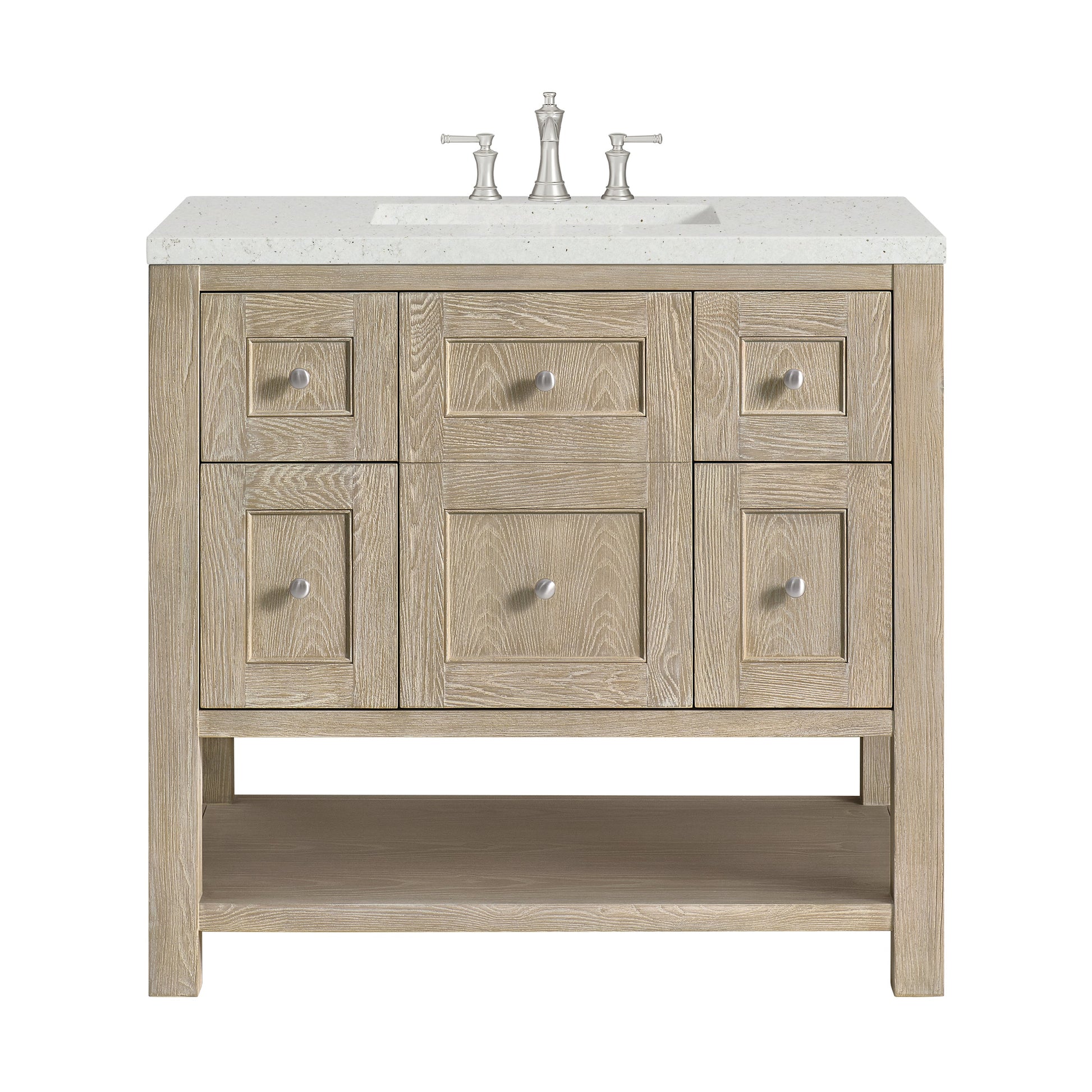 James Martin Vanities Breckenridge 36" Whitewashed Oak Single Vanity With 3 cm Lime Delight Quartz Top