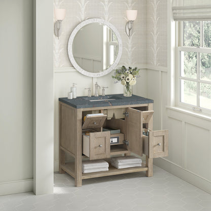 James Martin Vanities Breckenridge 36" Whitewashed Oak Single Vanity With 3 cm Parisien Bleu Quartz Top