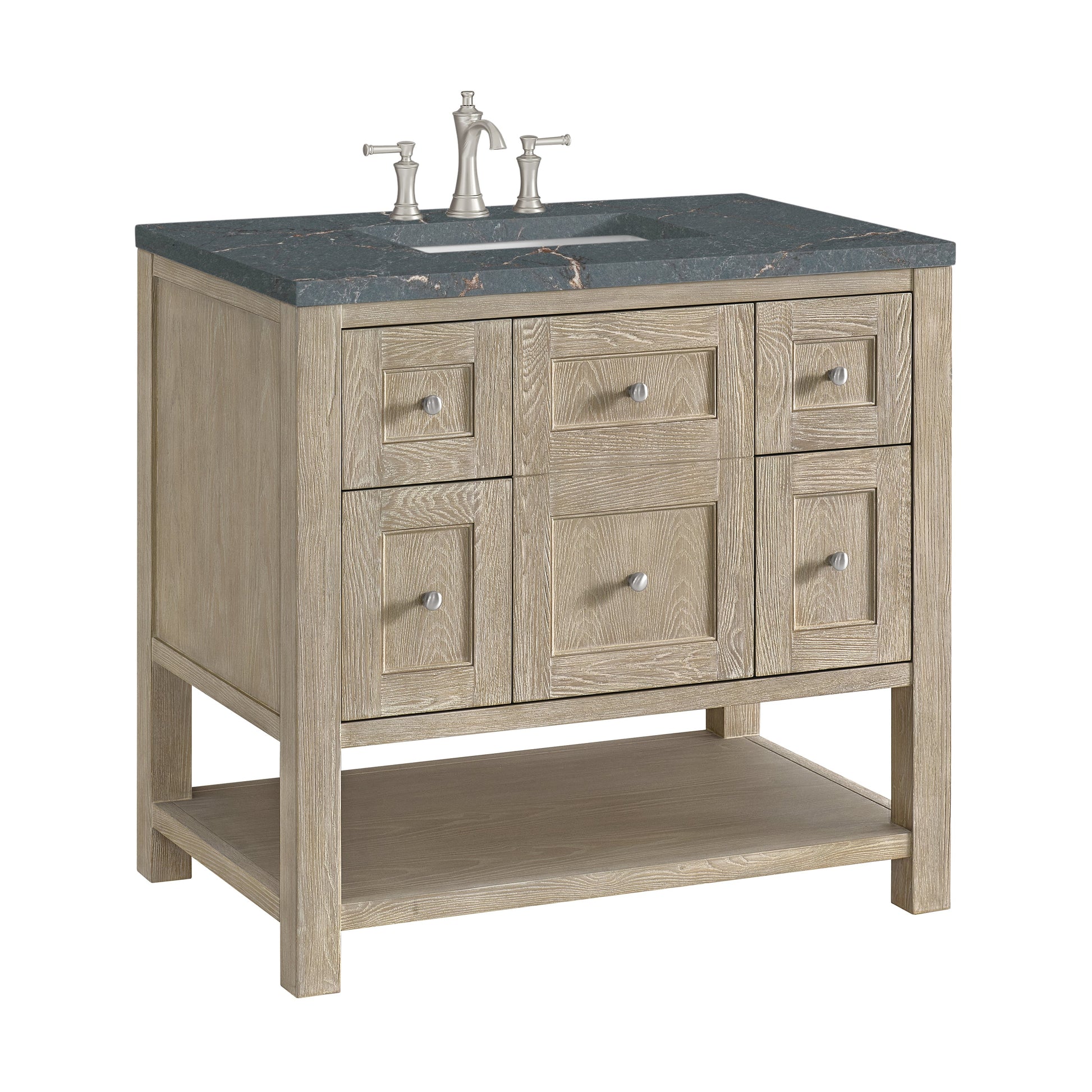 James Martin Vanities Breckenridge 36" Whitewashed Oak Single Vanity With 3 cm Parisien Bleu Quartz Top