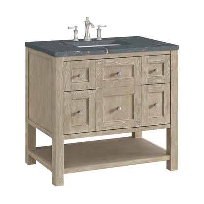 James Martin Vanities Breckenridge 36" Whitewashed Oak Single Vanity With 3 cm Parisien Bleu Quartz Top