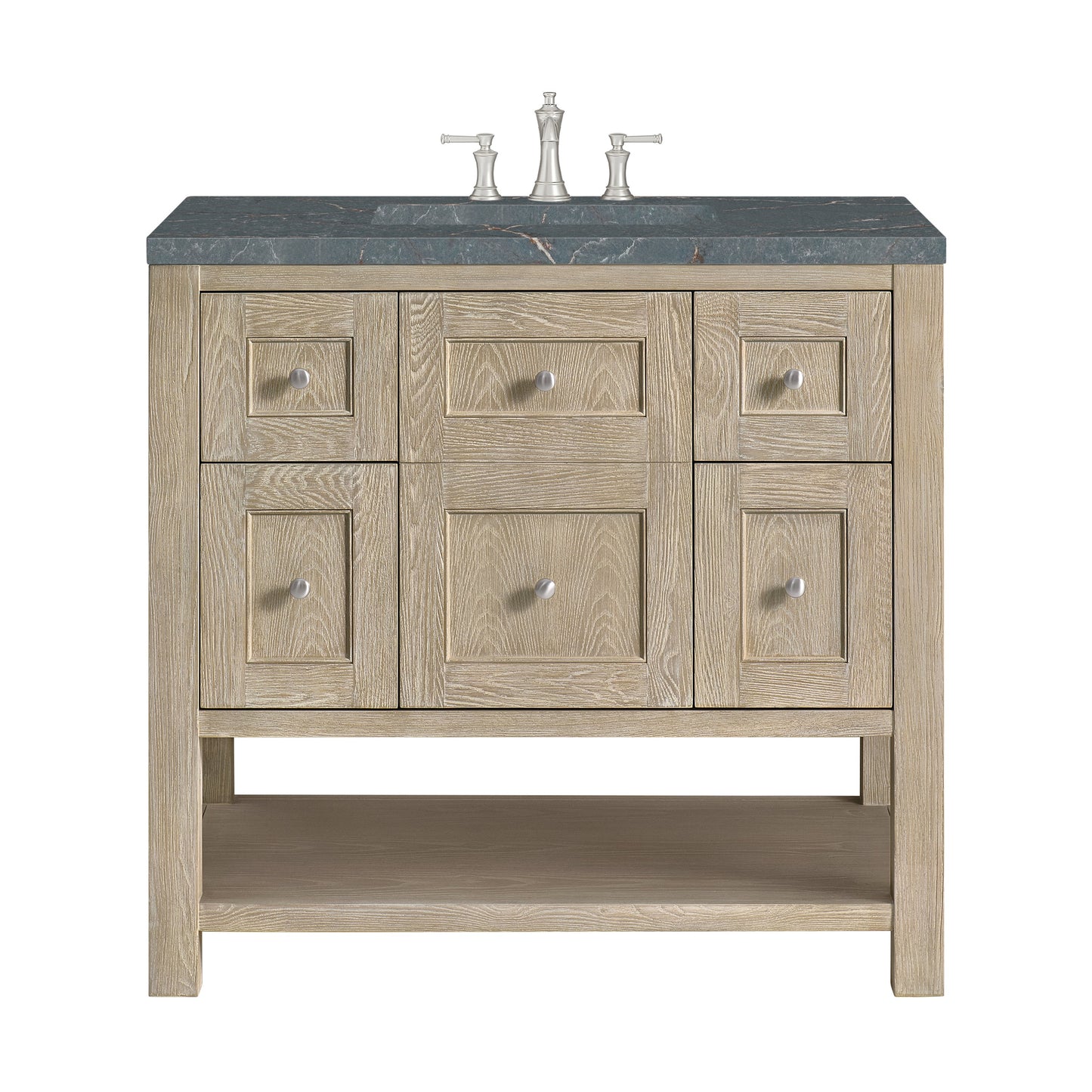 James Martin Vanities Breckenridge 36" Whitewashed Oak Single Vanity With 3 cm Parisien Bleu Quartz Top