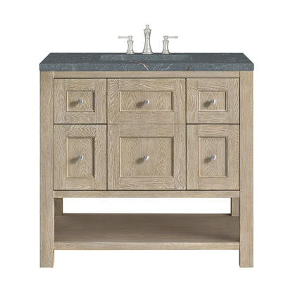 James Martin Vanities Breckenridge 36" Whitewashed Oak Single Vanity With 3 cm Parisien Bleu Quartz Top