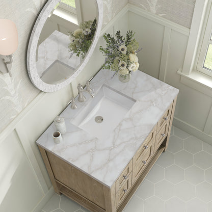 James Martin Vanities Breckenridge 36" Whitewashed Oak Single Vanity With 3 cm Victorian Silver Quartz Top