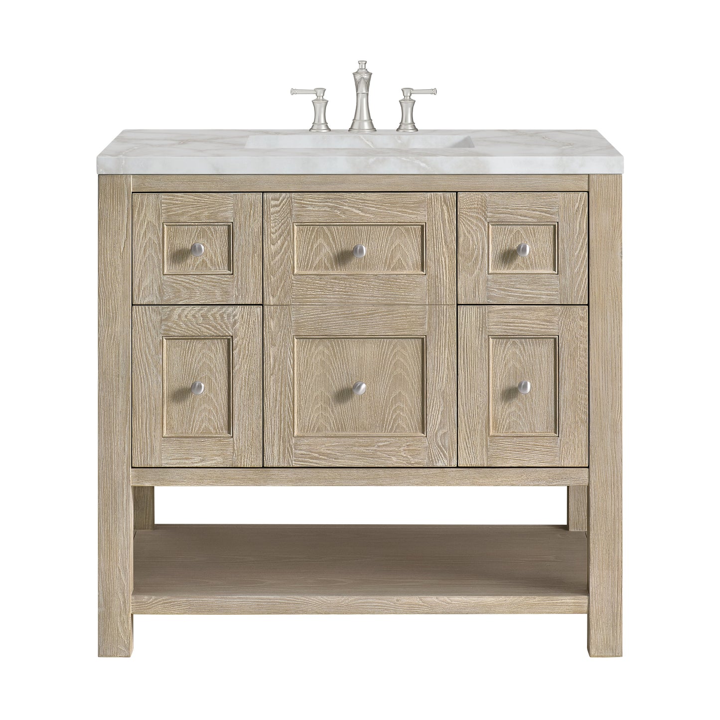 James Martin Vanities Breckenridge 36" Whitewashed Oak Single Vanity With 3 cm Victorian Silver Quartz Top