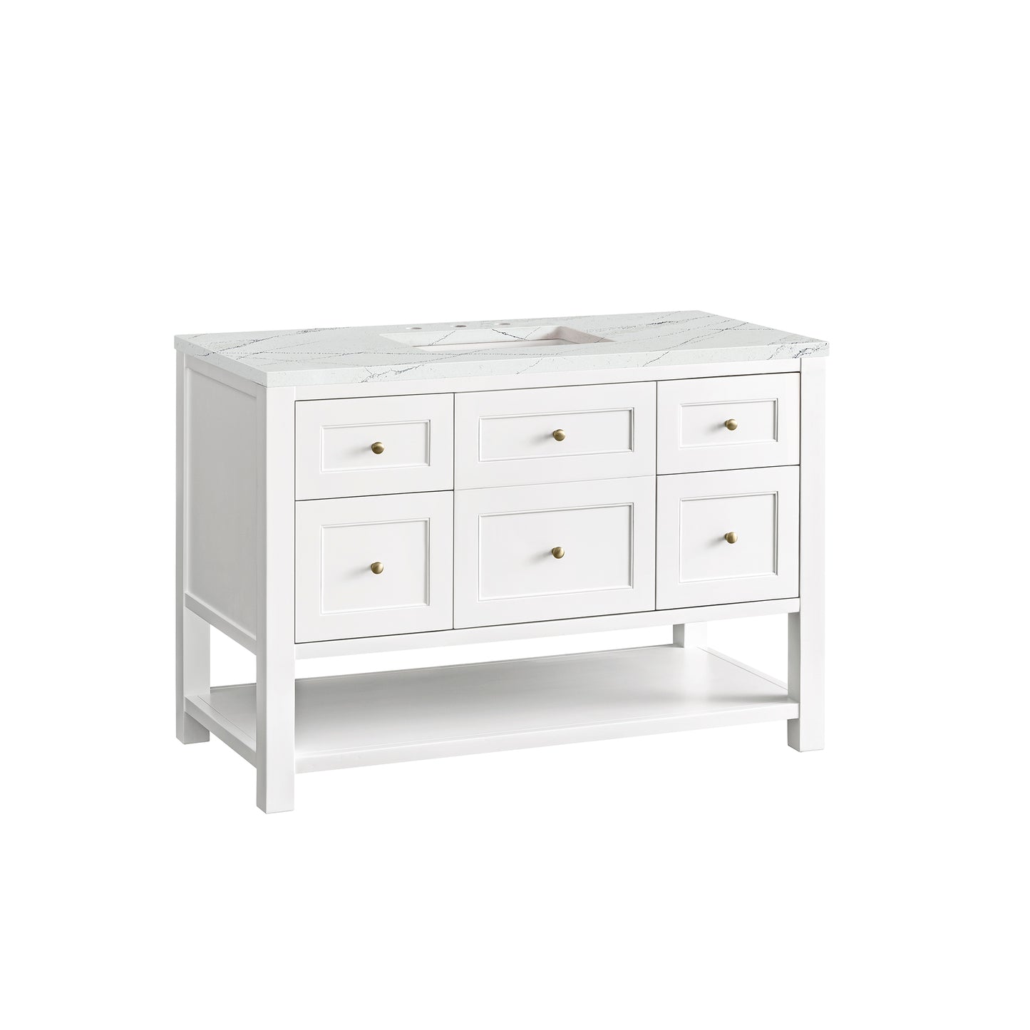 James Martin Vanities Breckenridge 48" Bright White Single Vanity With 3 cm Ethereal Noctis Top and FreePower Wireless Charger