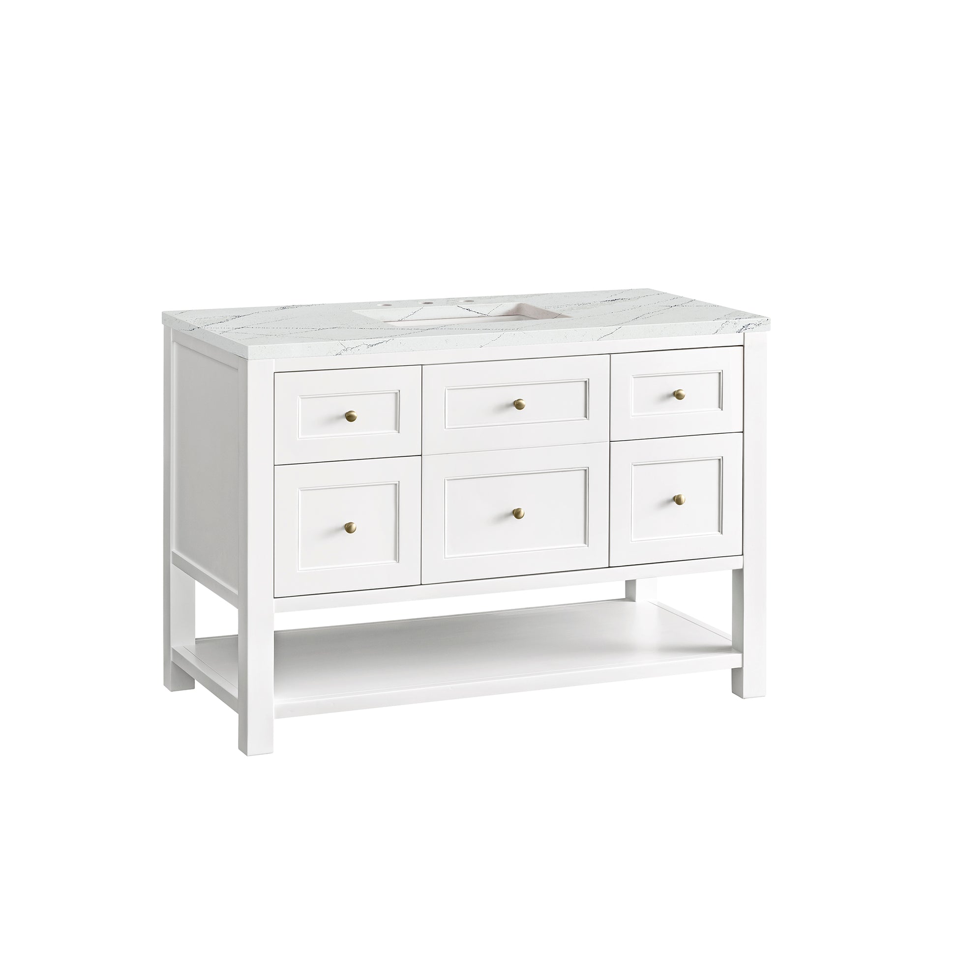 James Martin Vanities Breckenridge 48" Bright White Single Vanity With 3 cm Ethereal Noctis Top and FreePower Wireless Charger