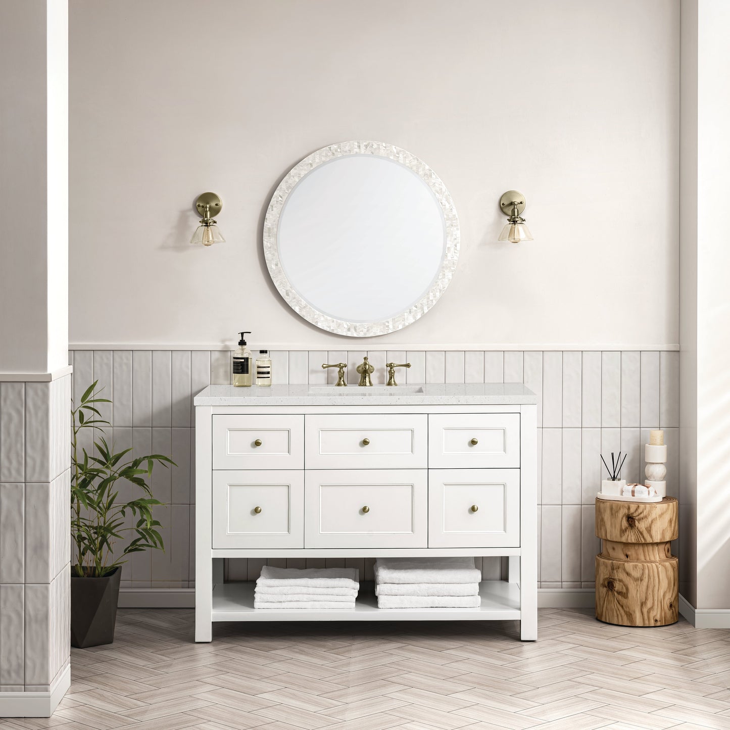 James Martin Vanities Breckenridge 48" Bright White Single Vanity With 3 cm Lime Delight Top