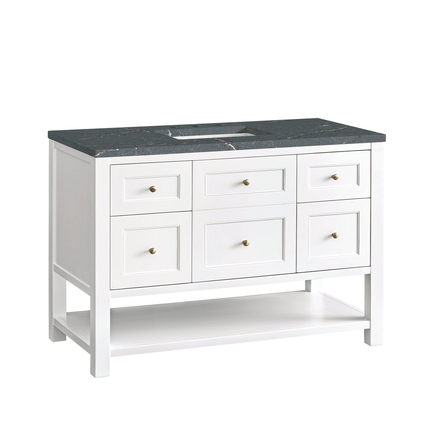 James Martin Vanities Breckenridge 48" Bright White Single Vanity With 3 cm Parisien Bleu Top and FreePower Wireless Charger
