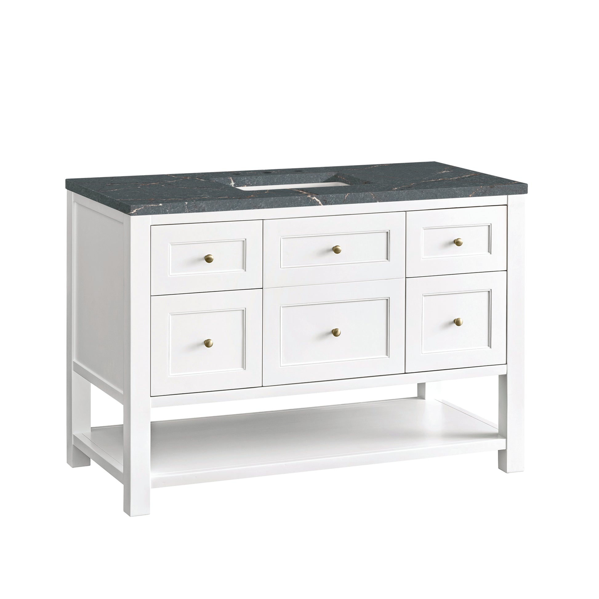 James Martin Vanities Breckenridge 48" Bright White Single Vanity With 3 cm Parisien Bleu Top and FreePower Wireless Charger