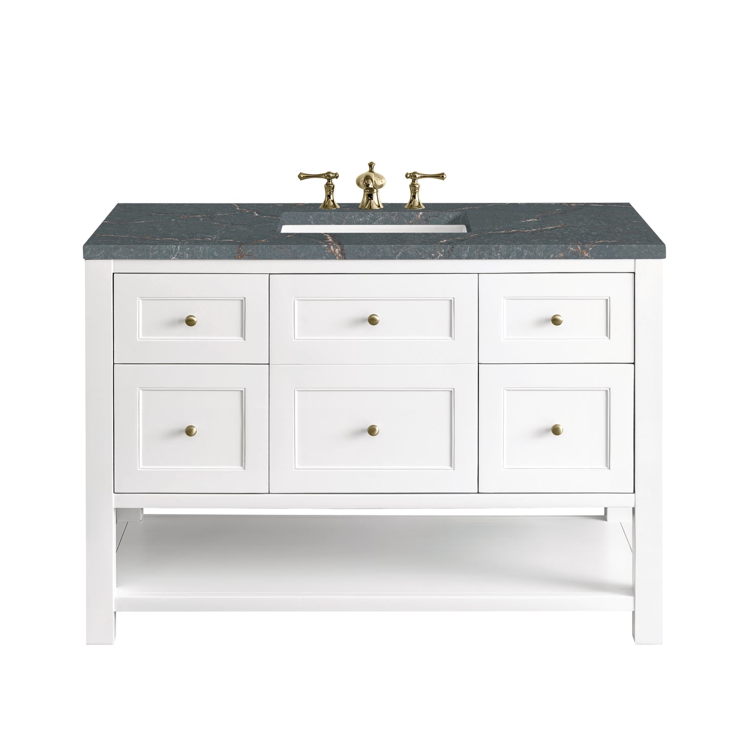 James Martin Vanities Breckenridge 48" Bright White Single Vanity With 3 cm Parisien Bleu Top and FreePower Wireless Charger