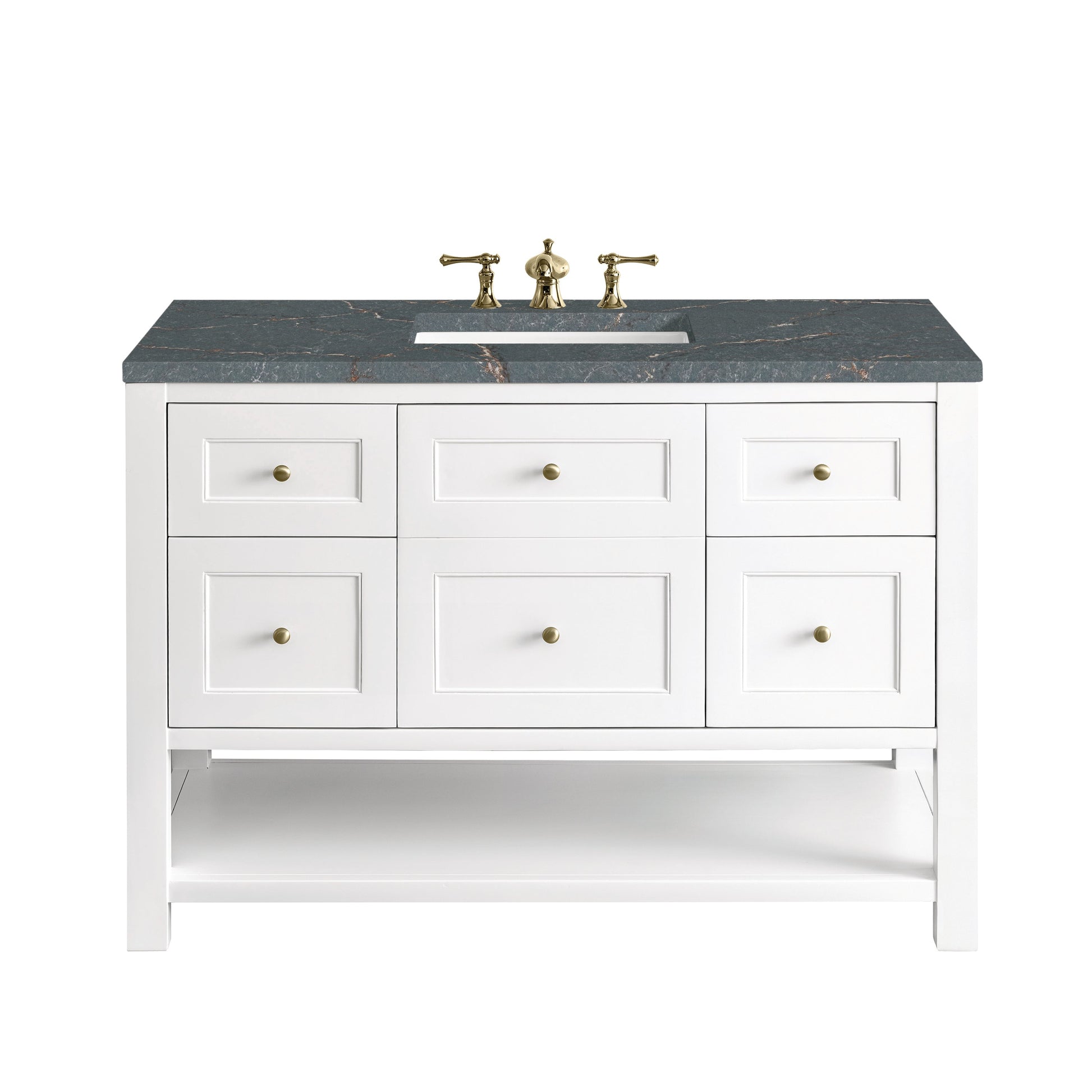 James Martin Vanities Breckenridge 48" Bright White Single Vanity With 3 cm Parisien Bleu Top