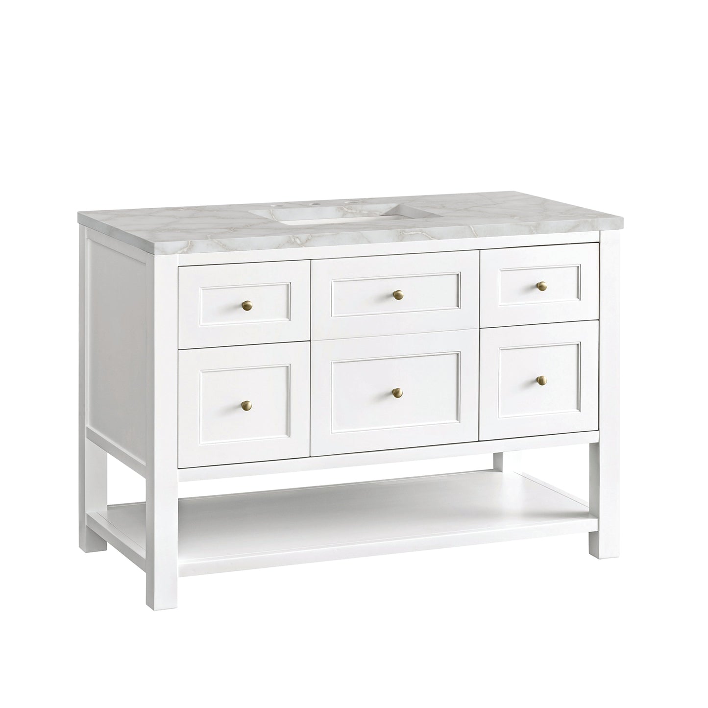 James Martin Vanities Breckenridge 48" Bright White Single Vanity With 3 cm Victorian Silver Top