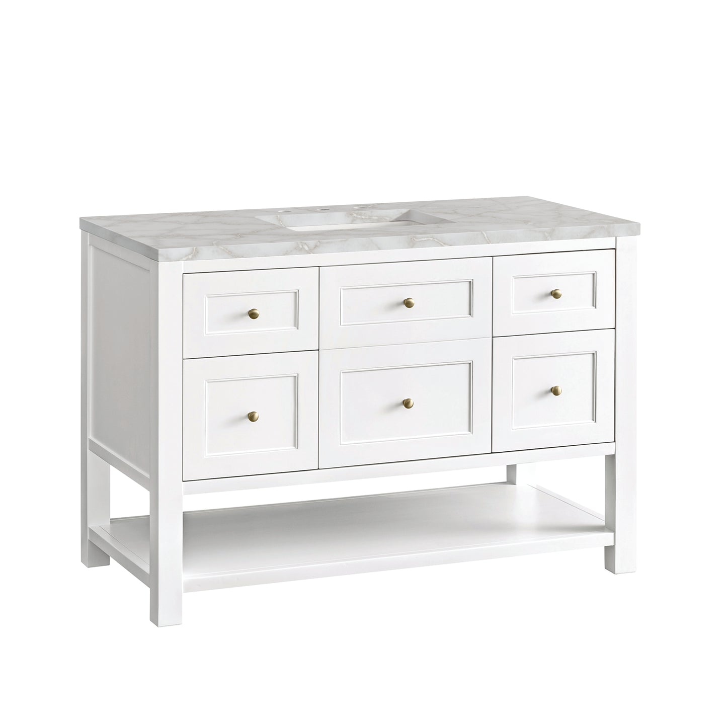 James Martin Vanities Breckenridge 48" Bright White Single Vanity With 3 cm Victorian Silver Top and FreePower Wireless Charger