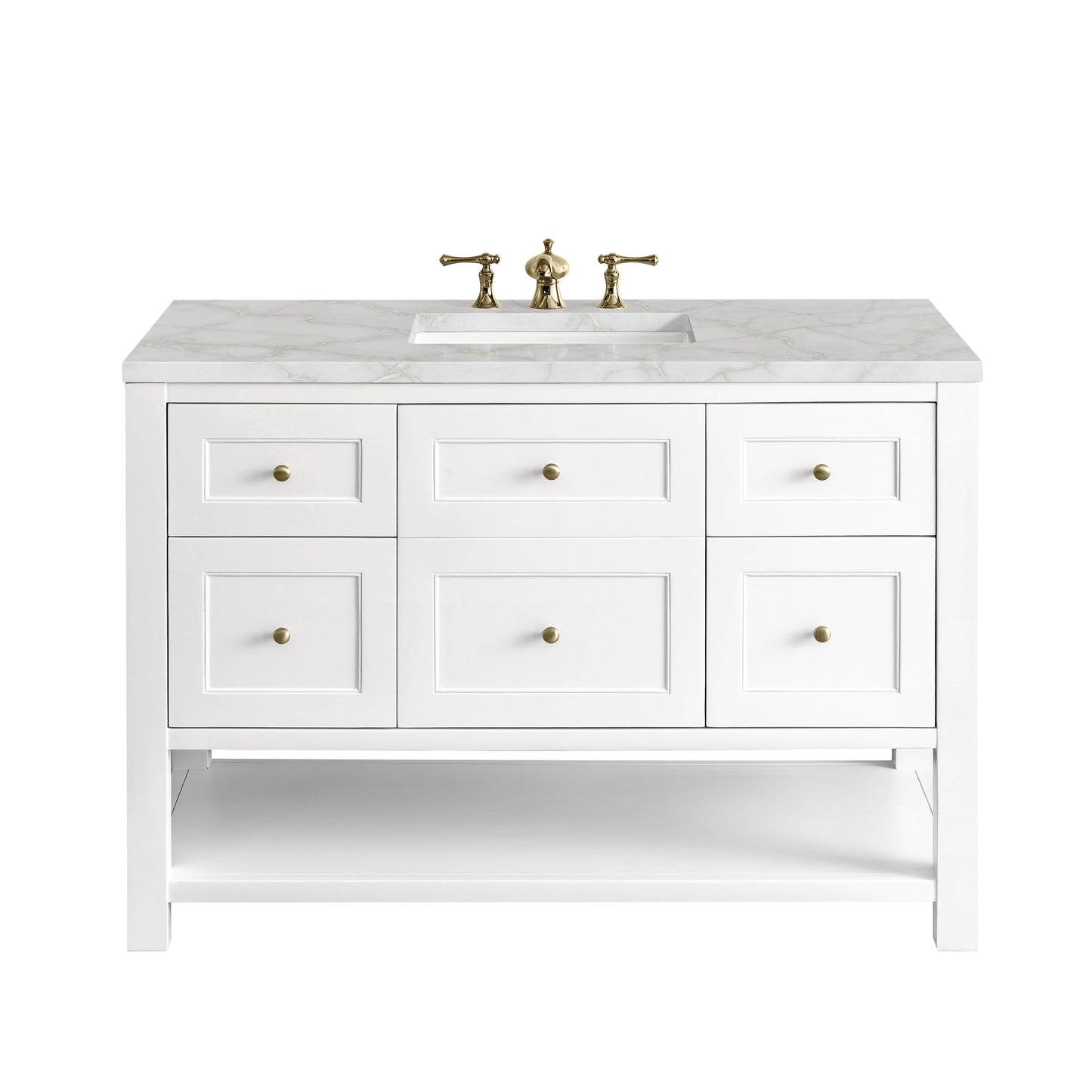 James Martin Vanities Breckenridge 48" Bright White Single Vanity With 3 cm Victorian Silver Top