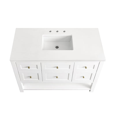 James Martin Vanities Breckenridge 48" Bright White Single Vanity With 3 cm White Zeus Top