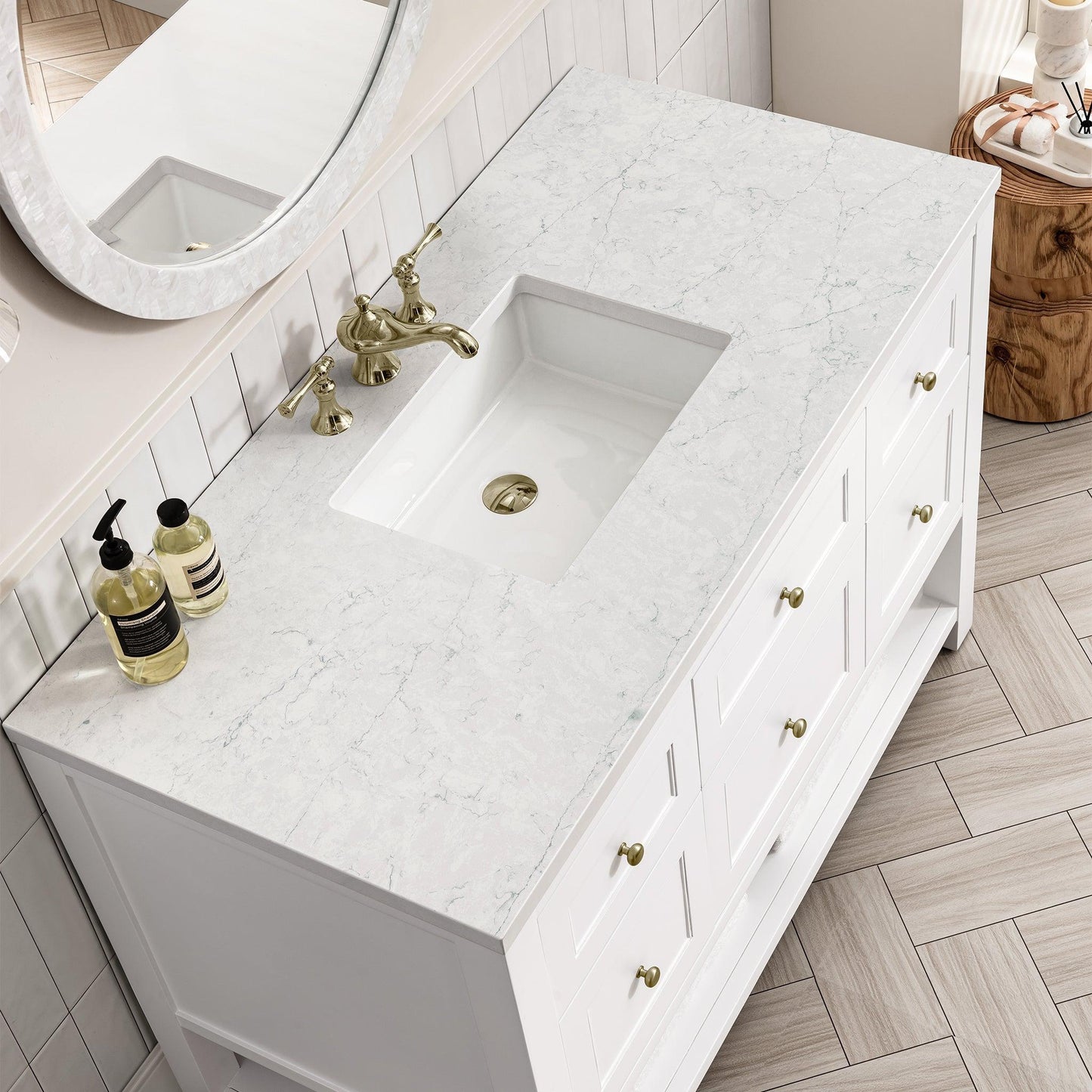 James Martin Vanities Breckenridge 48" Bright White Single Vanity With 3cm Arctic Fall Top