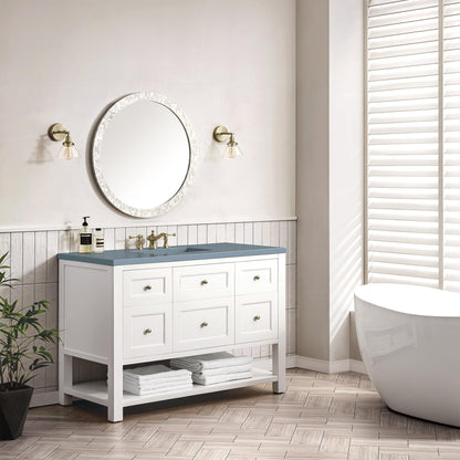 James Martin Vanities Breckenridge 48" Bright White Single Vanity With 3cm Cala Blue Top