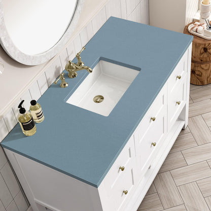 James Martin Vanities Breckenridge 48" Bright White Single Vanity With 3cm Cala Blue Top