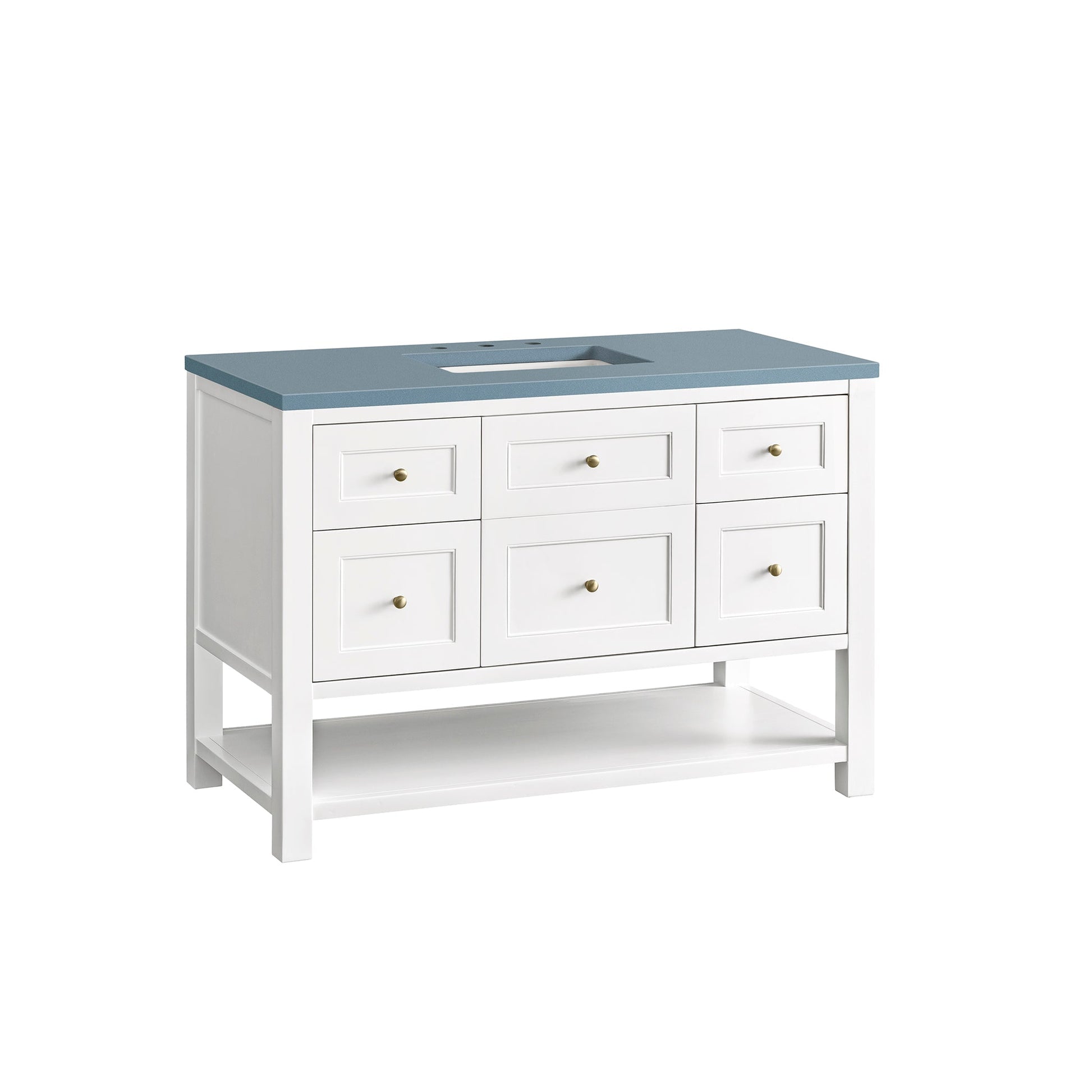 James Martin Vanities Breckenridge 48" Bright White Single Vanity With 3cm Cala Blue Top