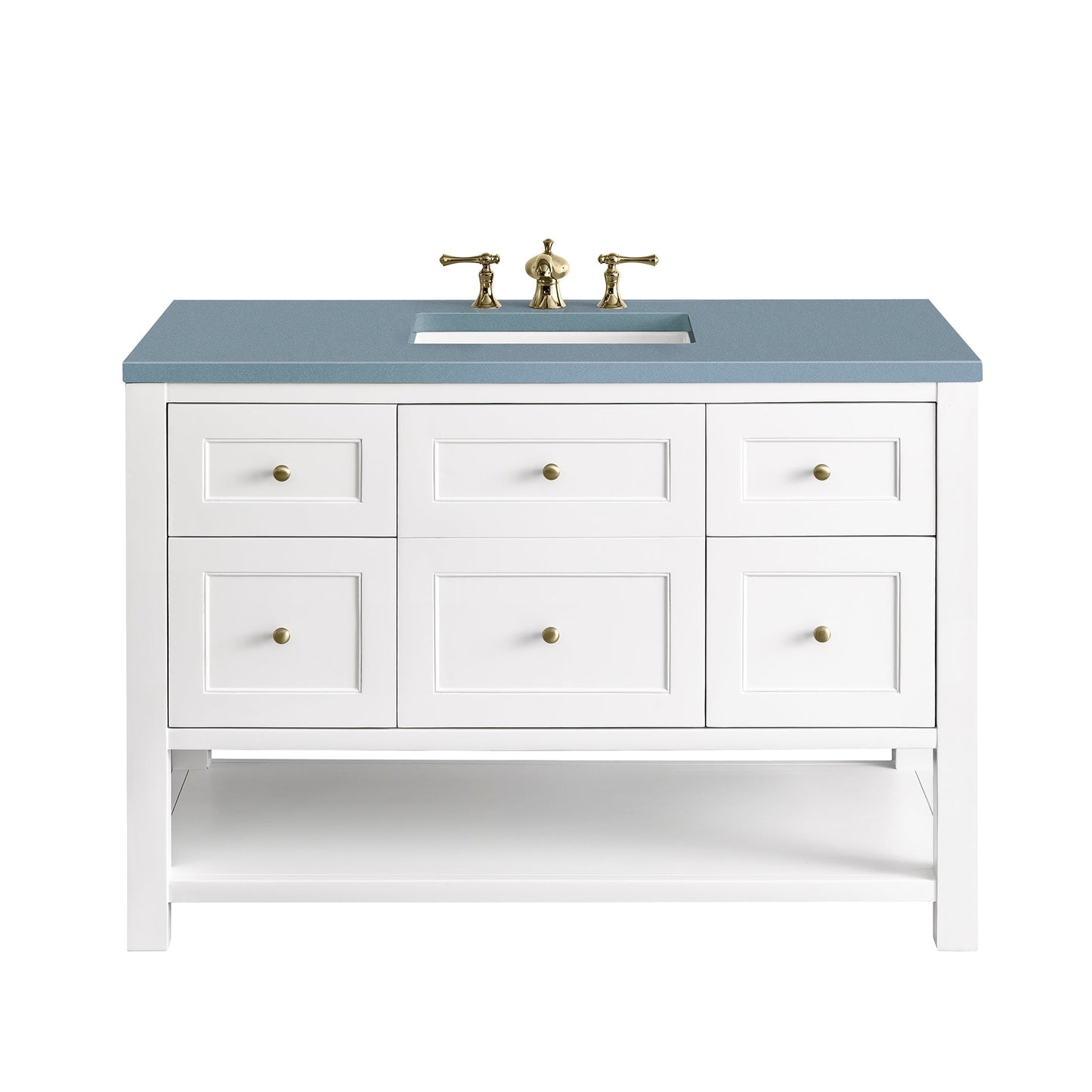 James Martin Vanities Breckenridge 48" Bright White Single Vanity With 3cm Cala Blue Top