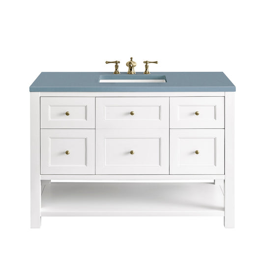 James Martin Vanities Breckenridge 48" Bright White Single Vanity With 3cm Cala Blue Top