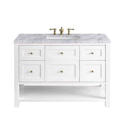 James Martin Vanities Breckenridge 48" Bright White Single Vanity With 3cm Carrara Marble Top