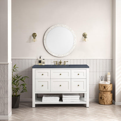 James Martin Vanities Breckenridge 48" Bright White Single Vanity With 3cm Charcoal Soapstone Top