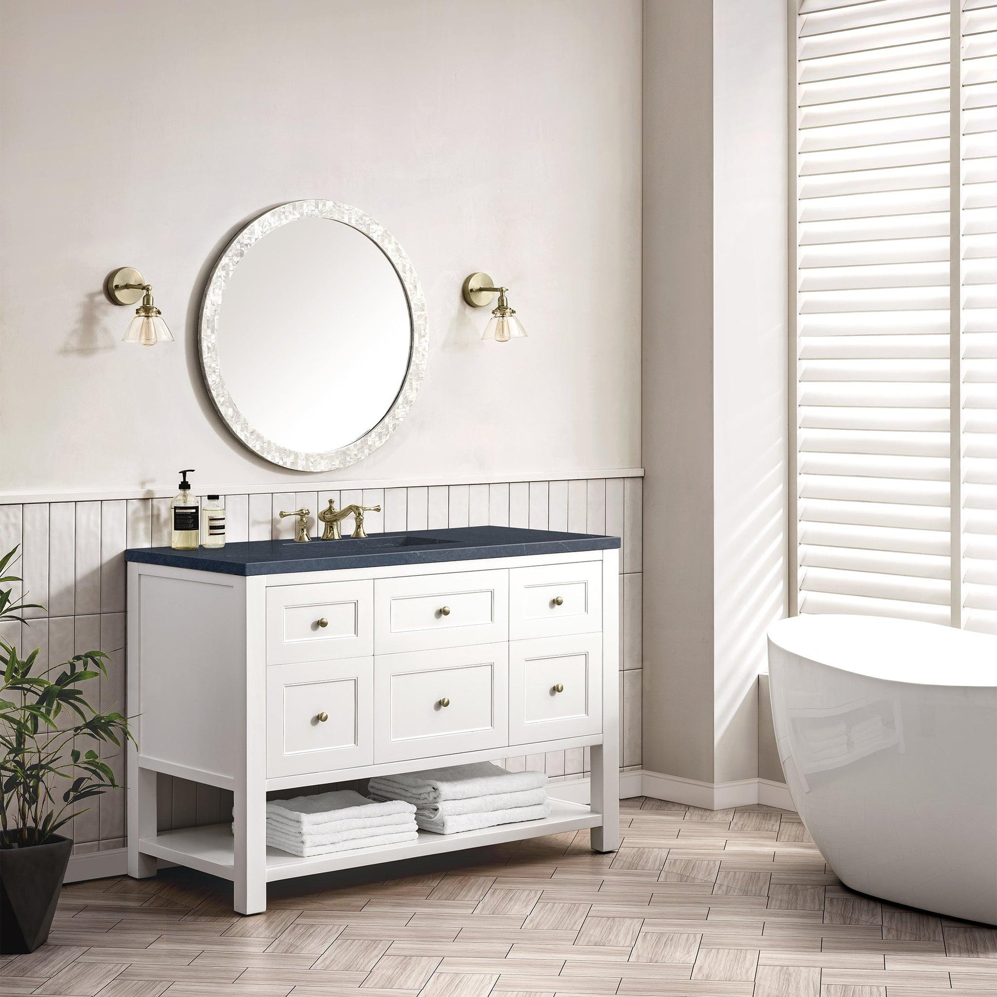 James Martin Vanities Breckenridge 48" Bright White Single Vanity With 3cm Charcoal Soapstone Top