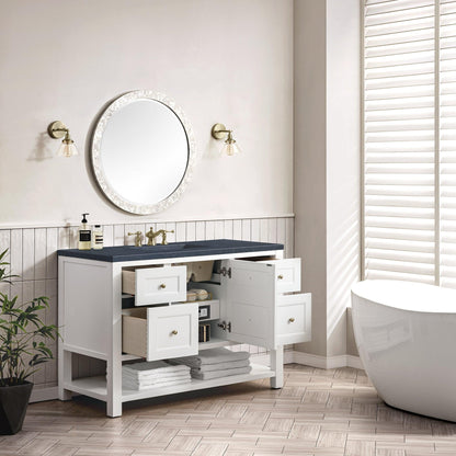 James Martin Vanities Breckenridge 48" Bright White Single Vanity With 3cm Charcoal Soapstone Top