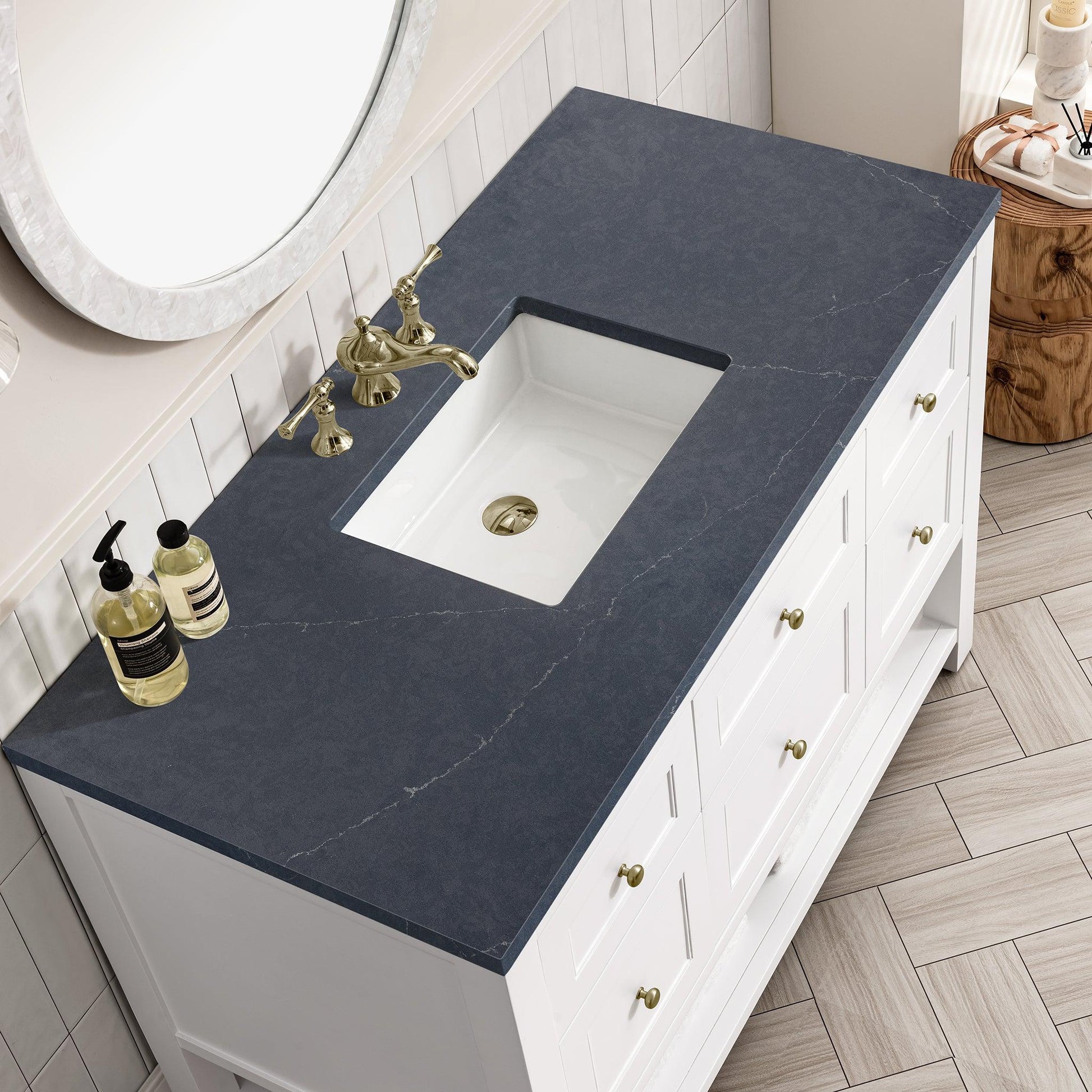 James Martin Vanities Breckenridge 48" Bright White Single Vanity With 3cm Charcoal Soapstone Top