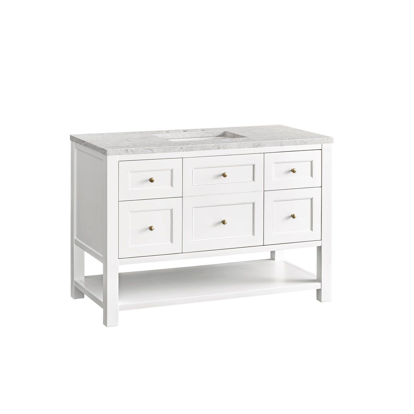 James Martin Vanities Breckenridge 48" Bright White Single Vanity With 3cm Eternal Jasmine Pearl Top