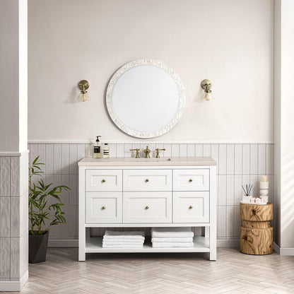 James Martin Vanities Breckenridge 48" Bright White Single Vanity With 3cm Eternal Marfil Top