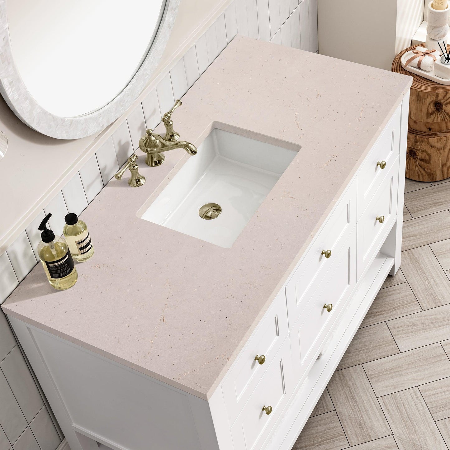 James Martin Vanities Breckenridge 48" Bright White Single Vanity With 3cm Eternal Marfil Top