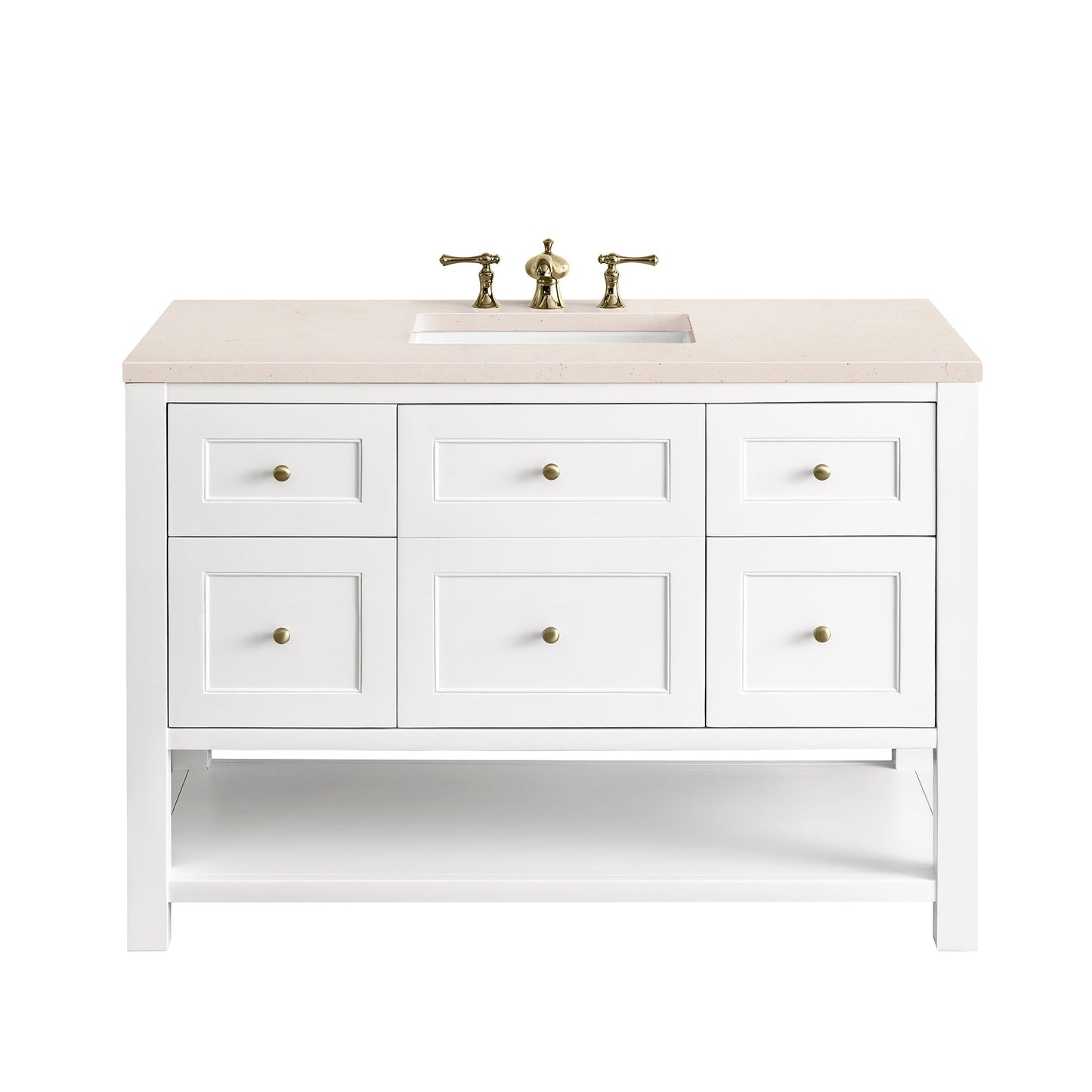 James Martin Vanities Breckenridge 48" Bright White Single Vanity With 3cm Eternal Marfil Top