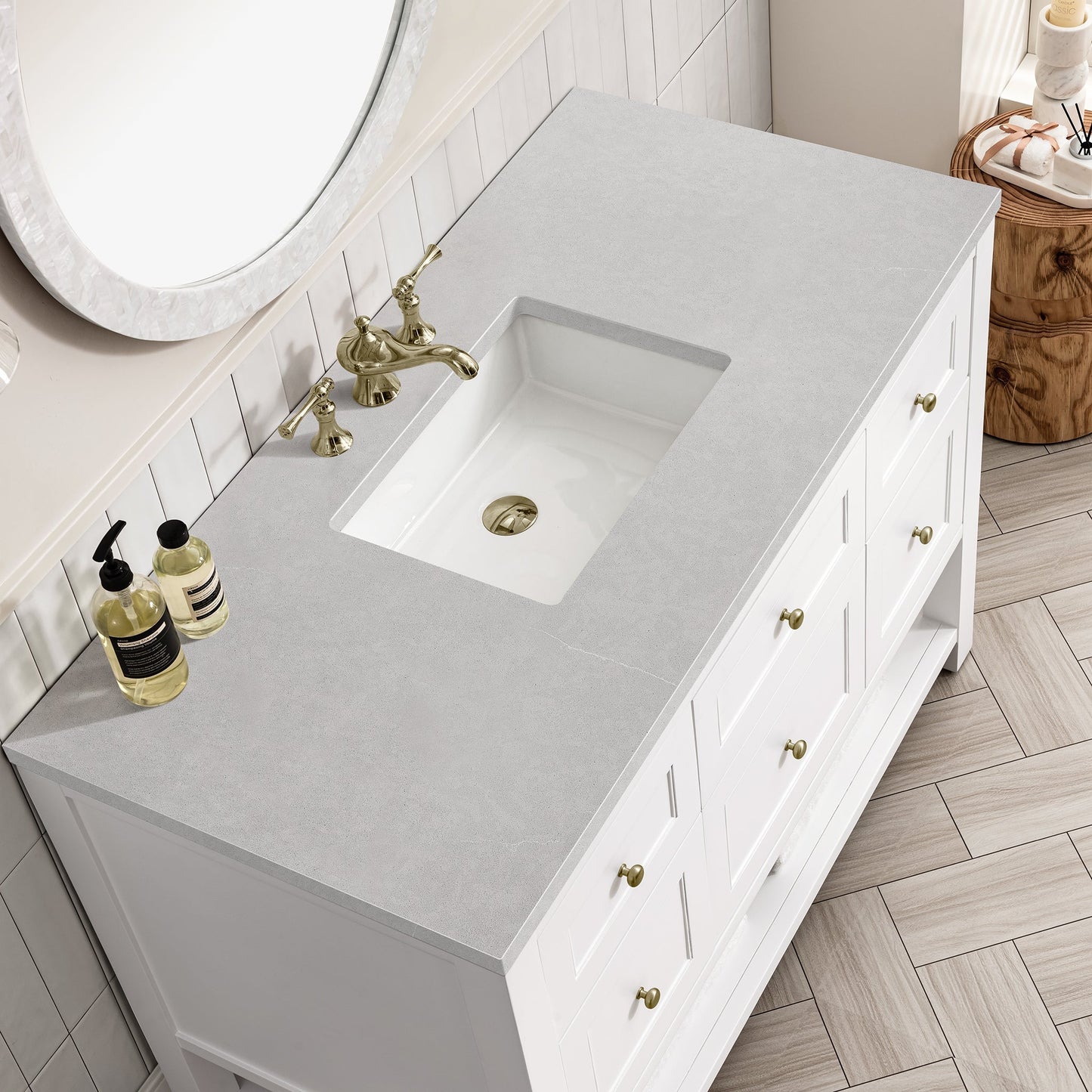 James Martin Vanities Breckenridge 48" Bright White Single Vanity With 3cm Eternal Serena Top