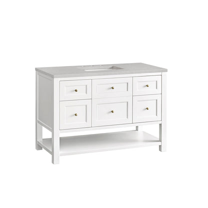 James Martin Vanities Breckenridge 48" Bright White Single Vanity With 3cm Eternal Serena Top