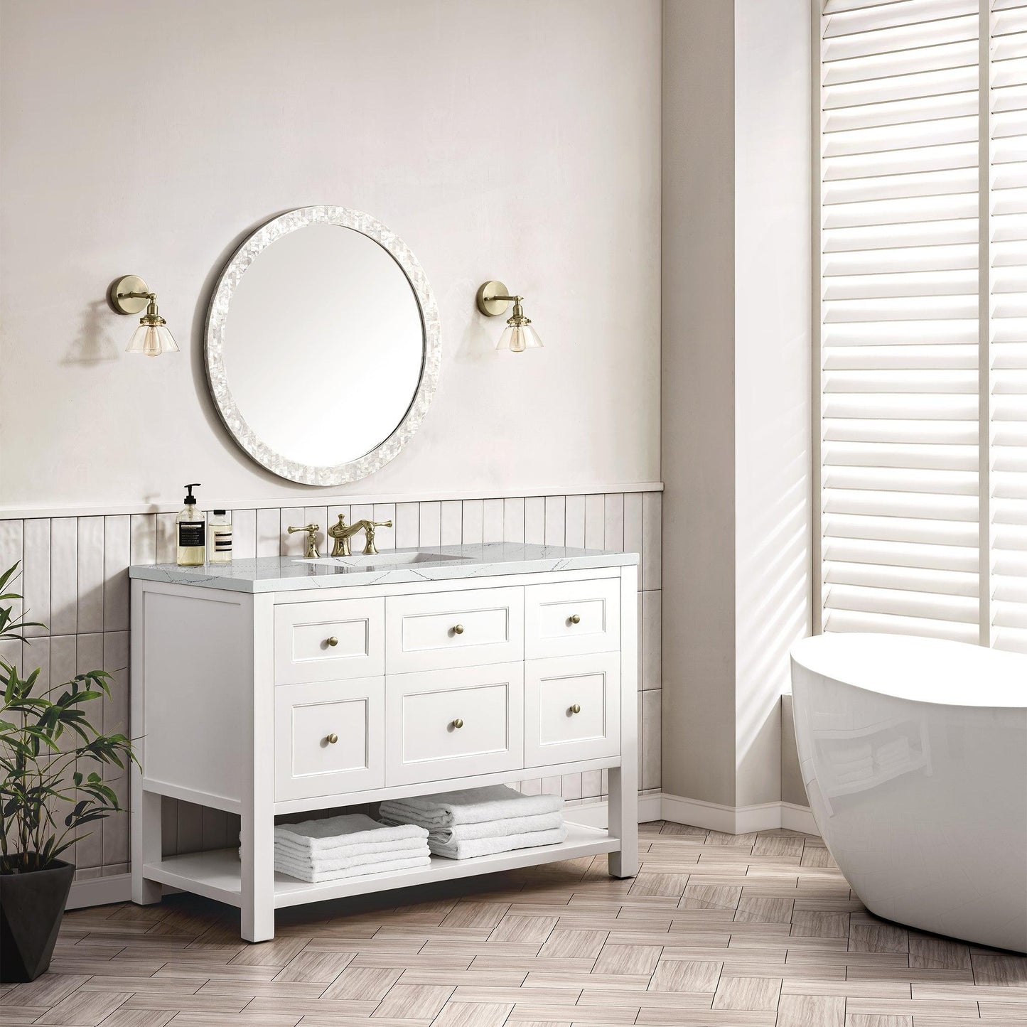 James Martin Vanities Breckenridge 48" Bright White Single Vanity With 3cm Ethereal Noctis Top