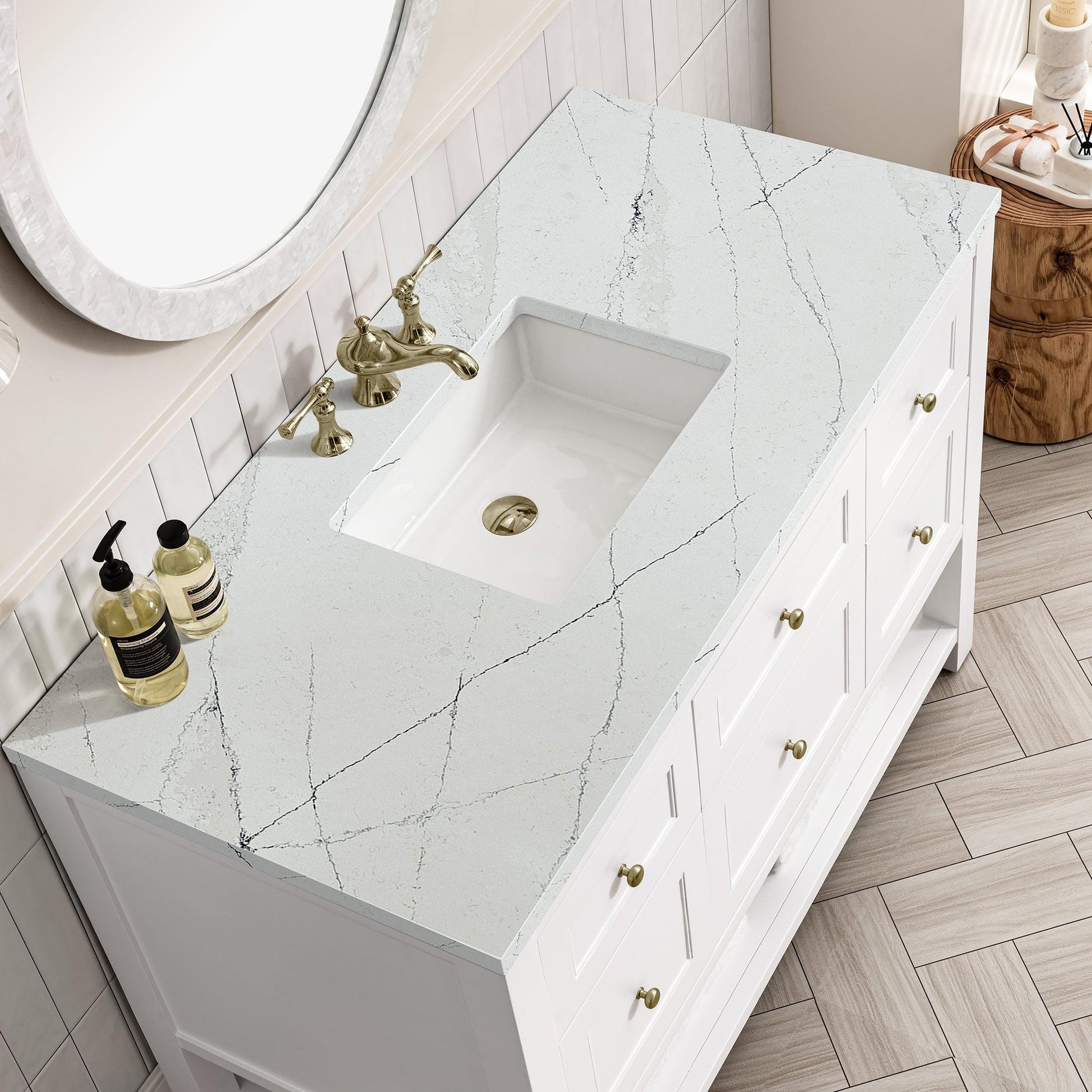 James Martin Vanities Breckenridge 48" Bright White Single Vanity With 3cm Ethereal Noctis Top