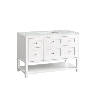 James Martin Vanities Breckenridge 48" Bright White Single Vanity With 3cm Ethereal Noctis Top