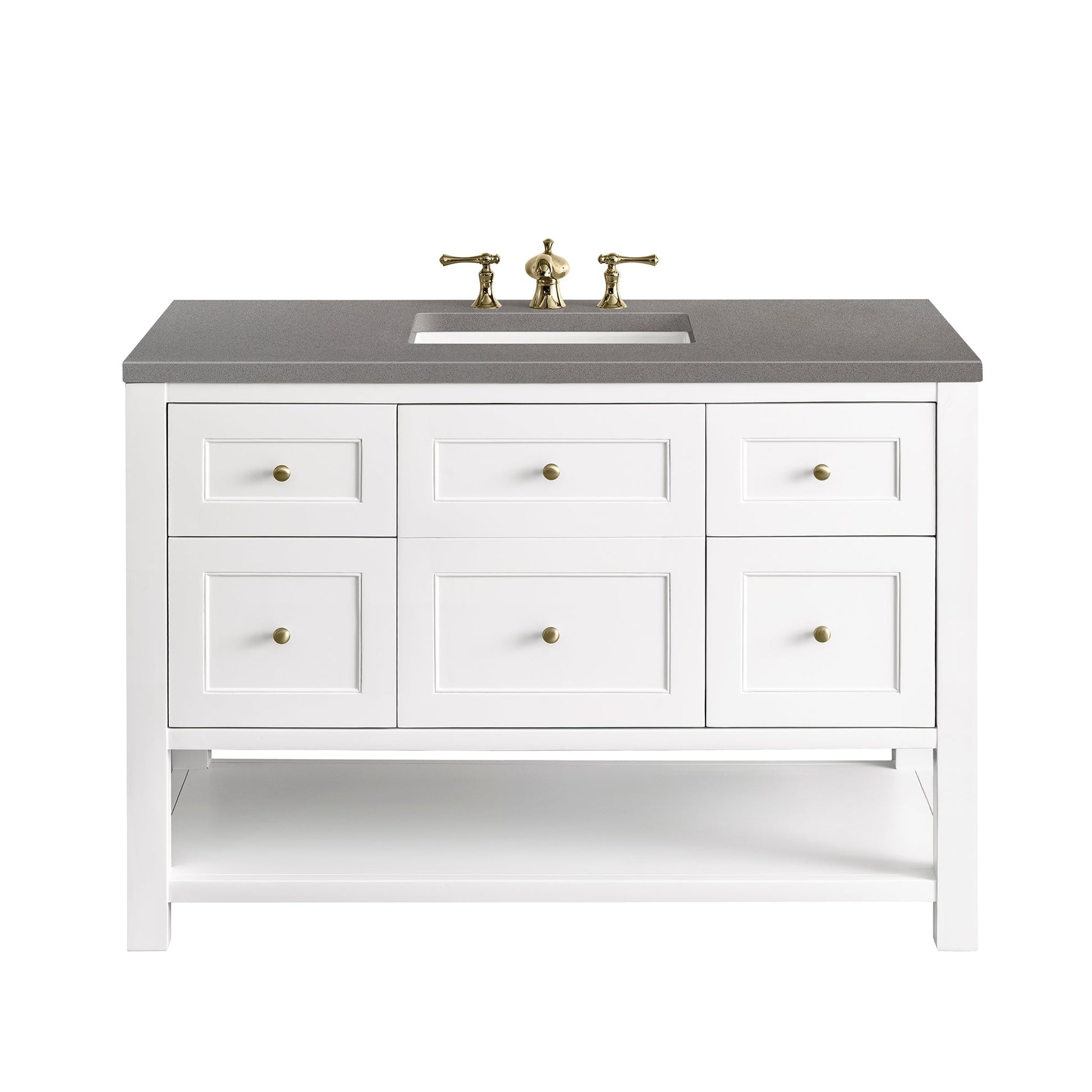 James Martin Vanities Breckenridge 48" Bright White Single Vanity With 3cm Grey Expo Top