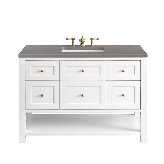 James Martin Vanities Breckenridge 48" Bright White Single Vanity With 3cm Grey Expo Top