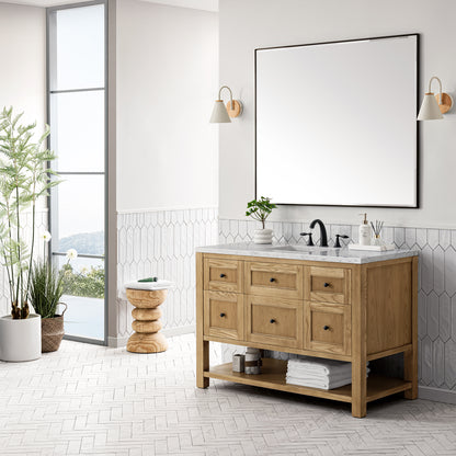 James Martin Vanities Breckenridge 48" Light Natural Oak Single Vanity With 3 cm Eternal Jasmine Pearl Top and FreePower Wireless Charger