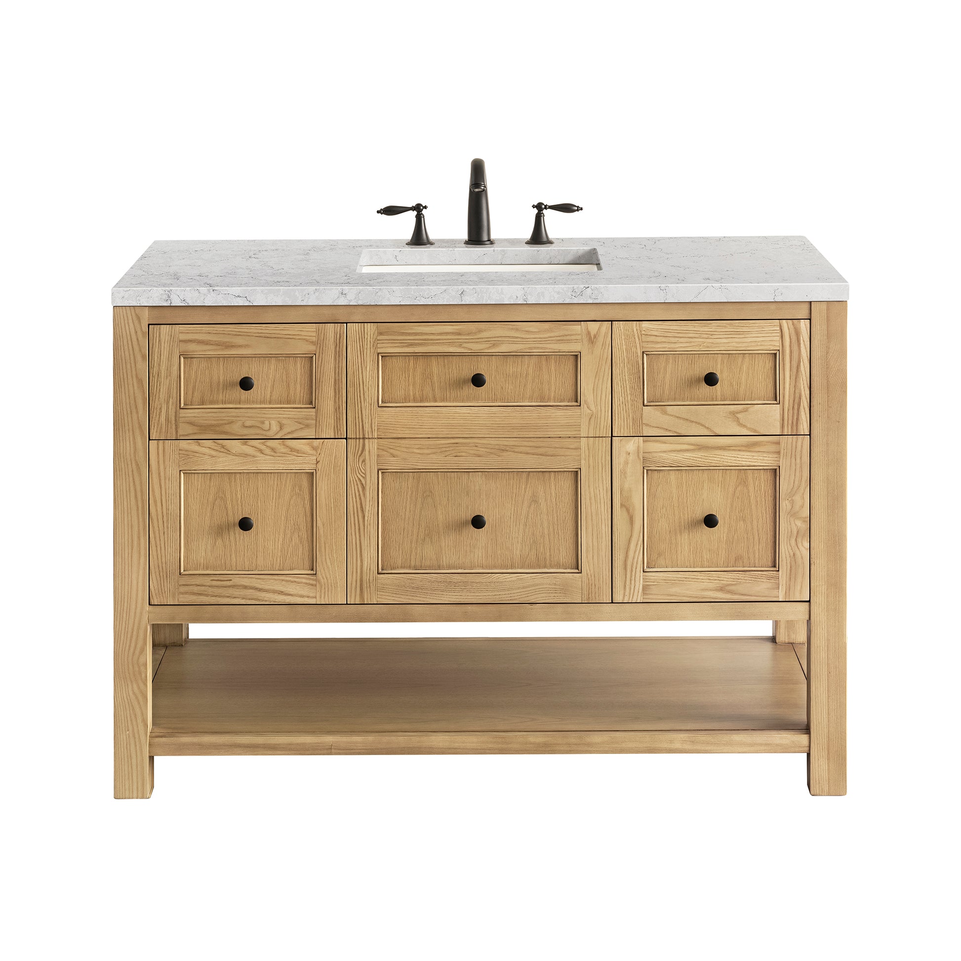 James Martin Vanities Breckenridge 48" Light Natural Oak Single Vanity With 3 cm Eternal Jasmine Pearl Top and FreePower Wireless Charger