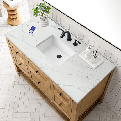 James Martin Vanities Breckenridge 48" Light Natural Oak Single Vanity With 3 cm Ethereal Noctis Top and FreePower Wireless Charger