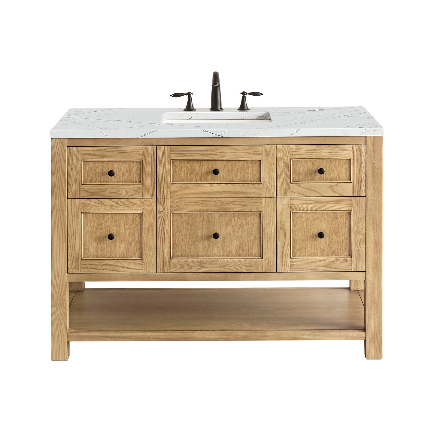 James Martin Vanities Breckenridge 48" Light Natural Oak Single Vanity With 3 cm Ethereal Noctis Top and FreePower Wireless Charger
