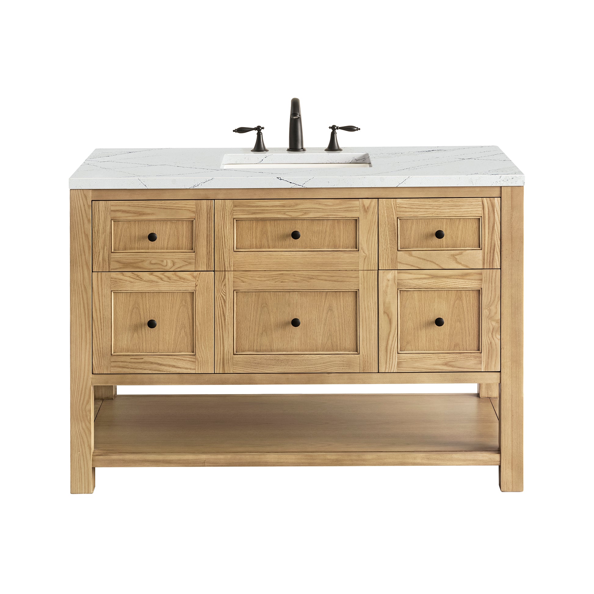 James Martin Vanities Breckenridge 48" Light Natural Oak Single Vanity With 3 cm Ethereal Noctis Top and FreePower Wireless Charger