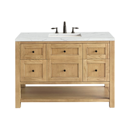 James Martin Vanities Breckenridge 48" Light Natural Oak Single Vanity With 3 cm Ethereal Noctis Top and FreePower Wireless Charger